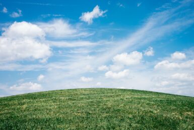 paysage d'un champ sous un ciel bleu