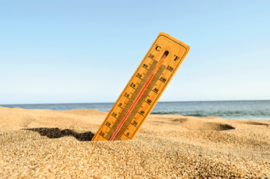 un thermomètre dans le sable